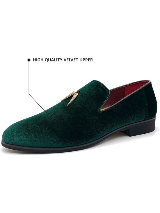 Men\'s Green Velvet Penny Loafer Slip On Comfortable Tuxedo Party Classic Shoes main image 4